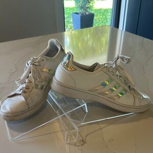 Adidas White Shoes with Holographic Accents
